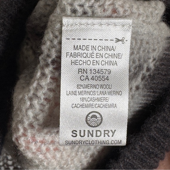 Sundry Boxy Cashmere Cardigan Merino Wool Sweater Charcoal Gray Tie Dye SZ Small - Picture 12 of 16